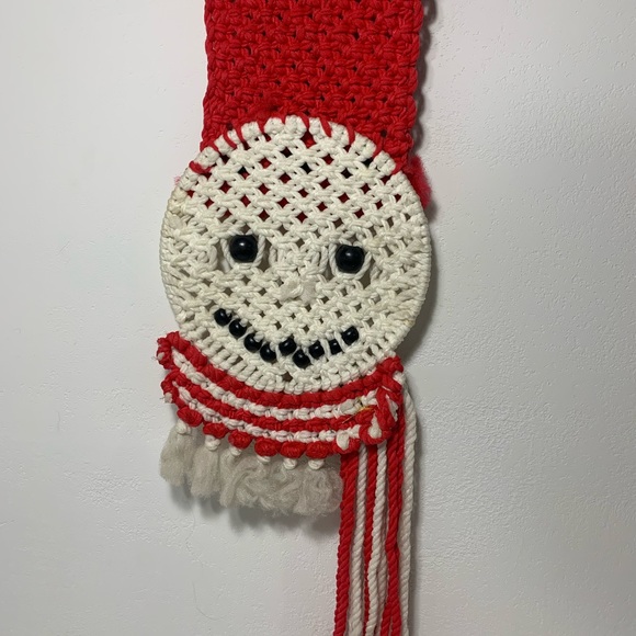 Vintage Macrame Snowman Wall hanging Decor - boho - Picture 6 of 7